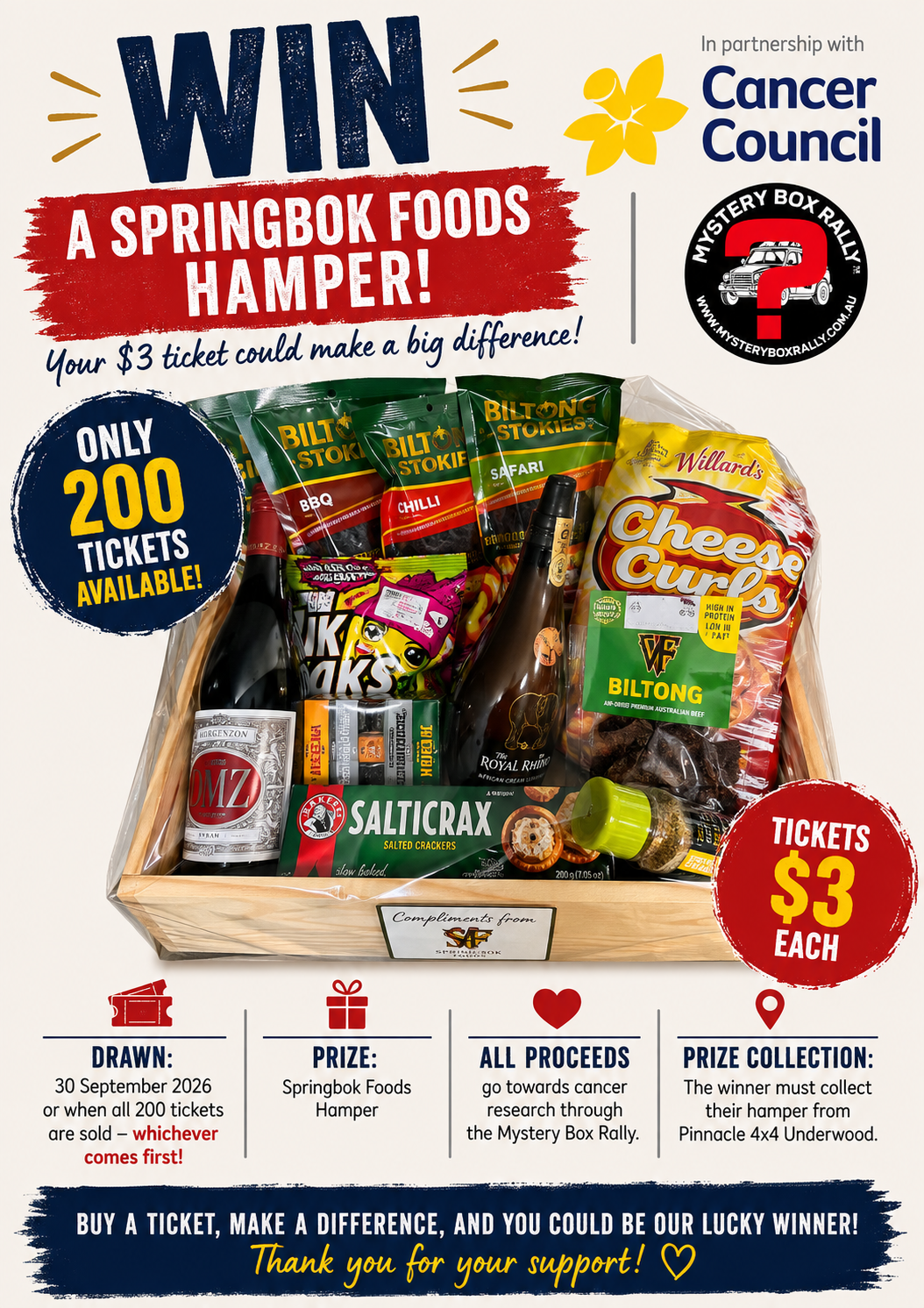 Grab a Ticket. Win a Hamper. Help Fight Cancer. ❤️
