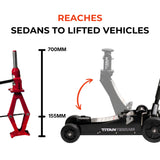 Titan Terrran vehicle lift with height measurement details on a white background