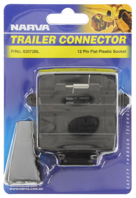 Narva Trailer Socket 12 Pin Flat, Plastic